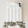 Navy and Pink Flowers Seating Chart, Wedding Sign, Printable File, Edit Yourself, SH35