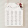 Burgundy and Pink Flowers Seating Chart, Wedding Sign, Printable File, Edit Yourself, SH36