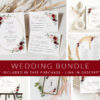 Burgundy and Pink Flowers Wedding Bundle, Printable File, Edit Yourself, SH36