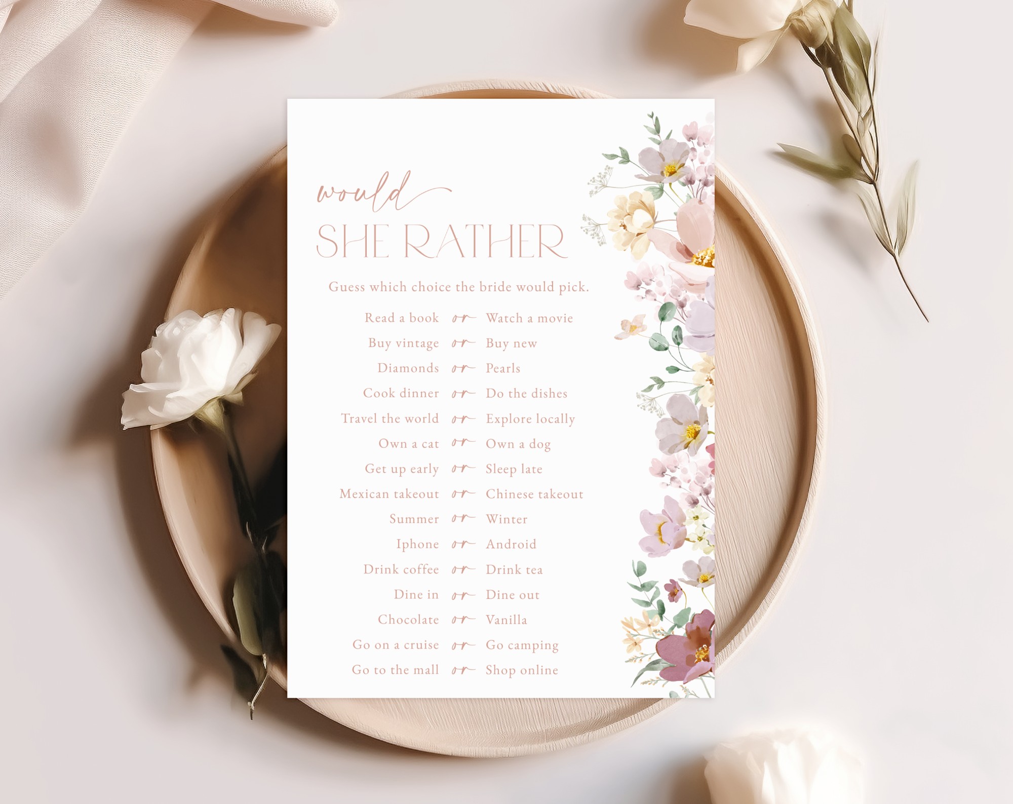 Colorful Flowers Bridal Shower Games, Set of 3 Games, Printable File, Edit Yourself, SH40