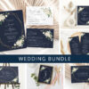 Navy and White Flowers Wedding Bundle, Printable File, Edit Yourself, SH41