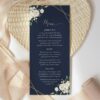 Navy and White Flowers Wedding Menu, Wedding Stationery, Printable File, Edit Yourself, SH41