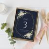 Navy and White Flowers Table Number Sign, Wedding Sign, Printable File, Edit Yourself, SH41