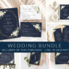 Navy and White Flowers Wedding Bundle, Printable File, Edit Yourself, SH41