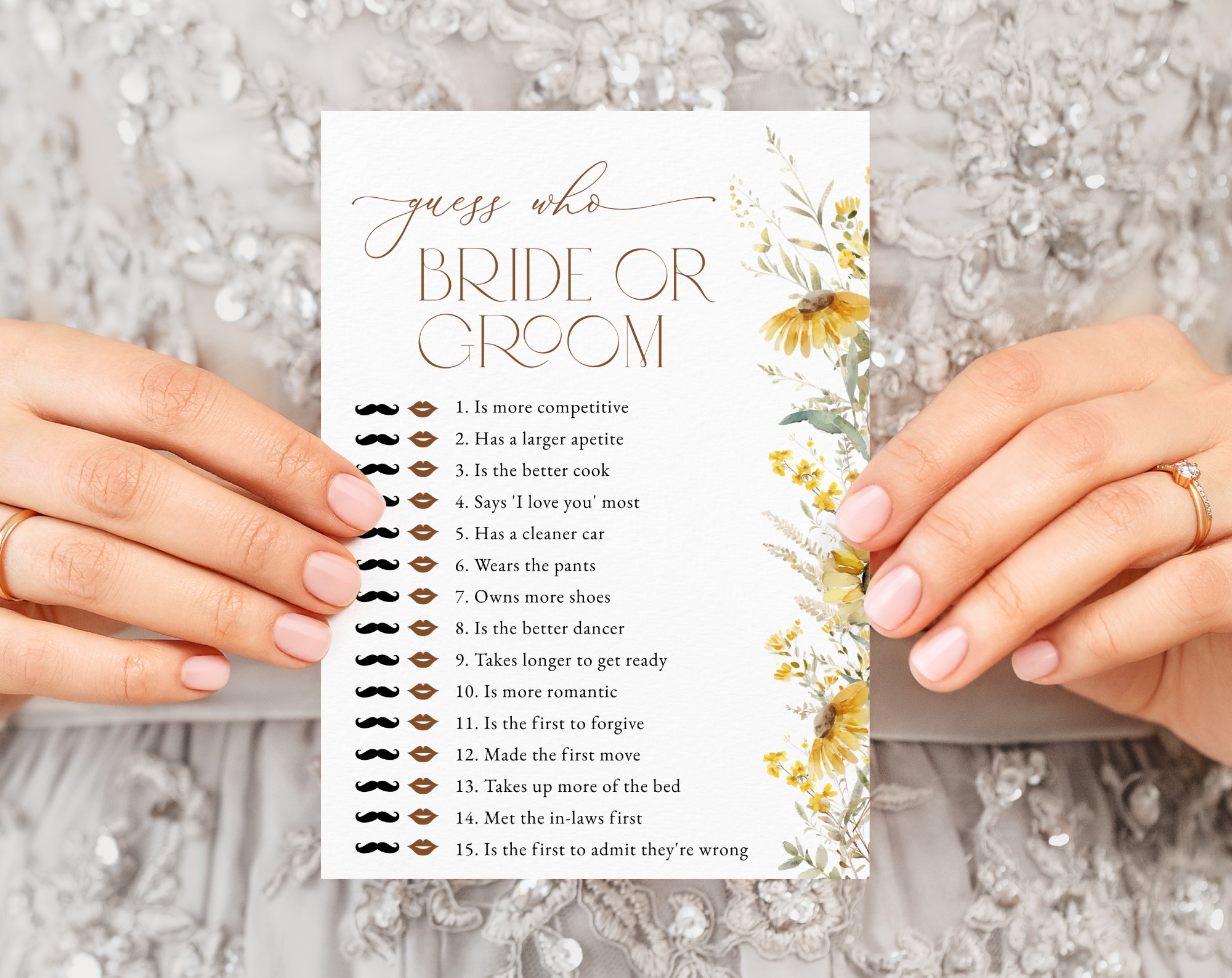 Sunflowers Bridal Shower Games, Set of 3 Games, Printable File, Edit Yourself, SH44