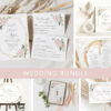 Pink Flowers Wedding Bundle, Printable File, Edit Yourself, SH48
