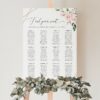 Pink Flowers Seating Chart, Wedding Sign, Printable File, Edit Yourself, SH48