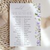 Purple Flowers Bridal Shower Games, Set of 3 Games, Printable File, Edit Yourself, SH50