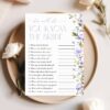 Purple Flowers Bridal Shower Games, Set of 3 Games, Printable File, Edit Yourself, SH50