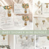 Bear and Green Balloons Baby Shower Mini Bundle, Gender Neutral Baby Shower, Printable File, Edit Yourself, SH52