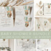 Bear in Green Balloon Baby Shower Mini Bundle, Gender Neutral Baby Shower, Printable File, Edit Yourself, SH57