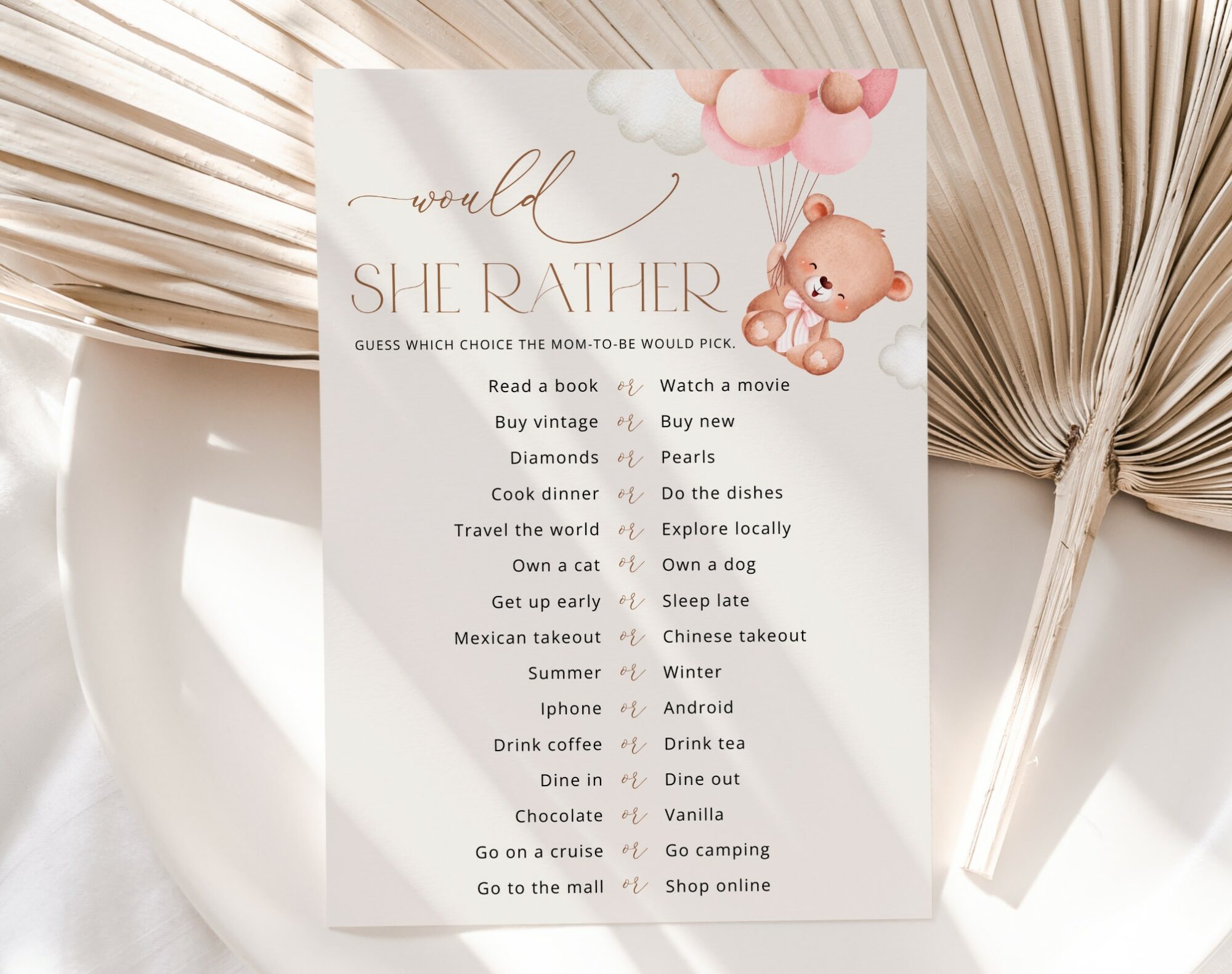 Baby Bear with Pink Balloons Baby Shower Games, Set of 3 Games, Girl Baby Shower, Printable File, Edit Yourself, SH58 Baby Bear with Pink Balloons Baby Shower Games, Set of 3 Games, Girl Baby Shower, Printable File, Edit Yourself, SH58