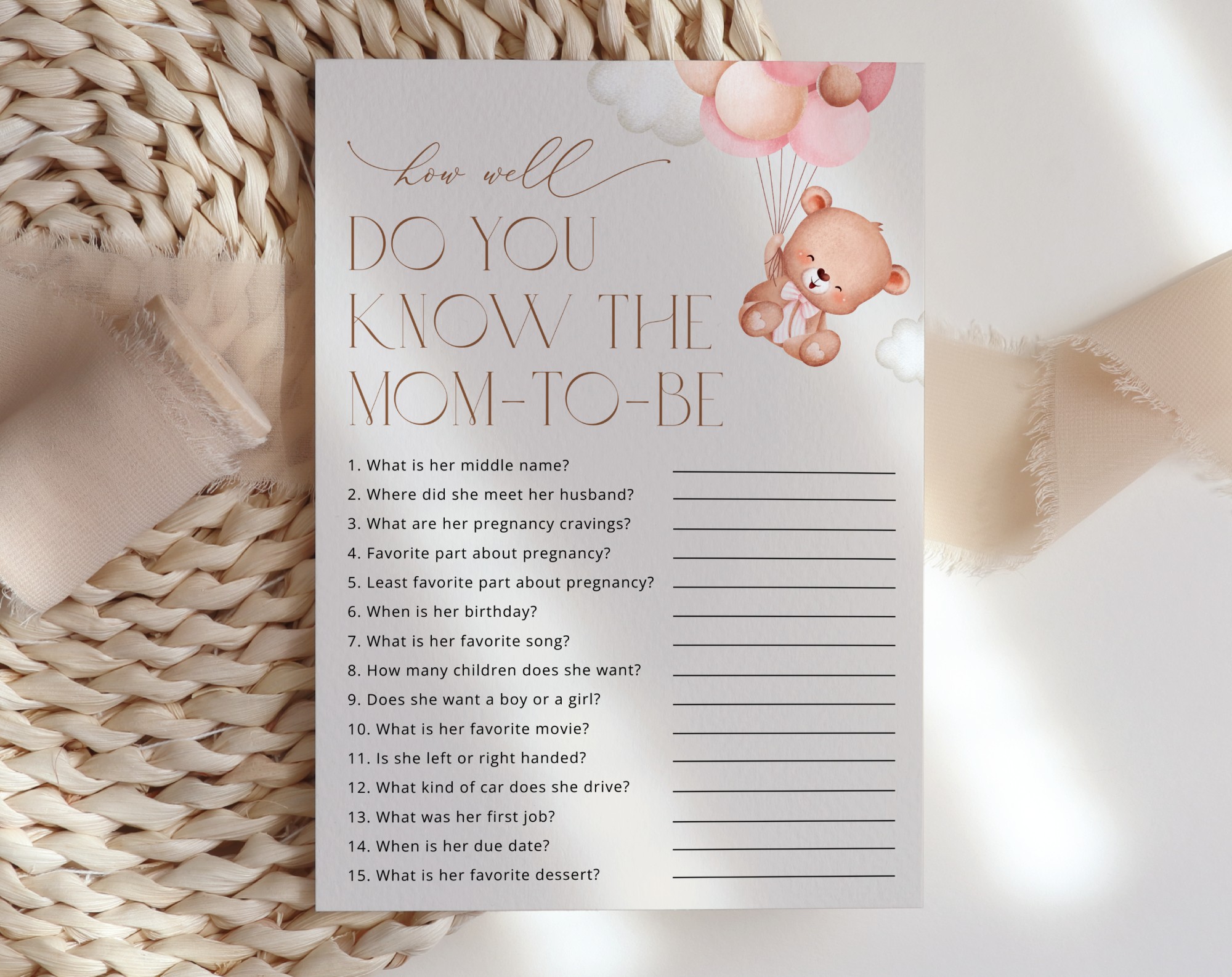 Baby Bear with Pink Balloons Baby Shower Games, Set of 3 Games, Girl Baby Shower, Printable File, Edit Yourself, SH58 Baby Bear with Pink Balloons Baby Shower Games, Set of 3 Games, Girl Baby Shower, Printable File, Edit Yourself, SH58