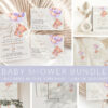 Baby Bear with Purple Balloons Baby Shower Mini Bundle, Girl Baby Shower, Printable File, Edit Yourself, SH61