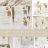 Teddy Bear with Brown Balloons Baby Shower Mini Bundle, Gender Neutral Baby Shower, Printable File, Edit Yourself, SH64
