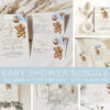Teddy Bear with Blue Balloons Baby Shower Mini Bundle, Boy Baby Shower, Printable File, Edit Yourself, SH65