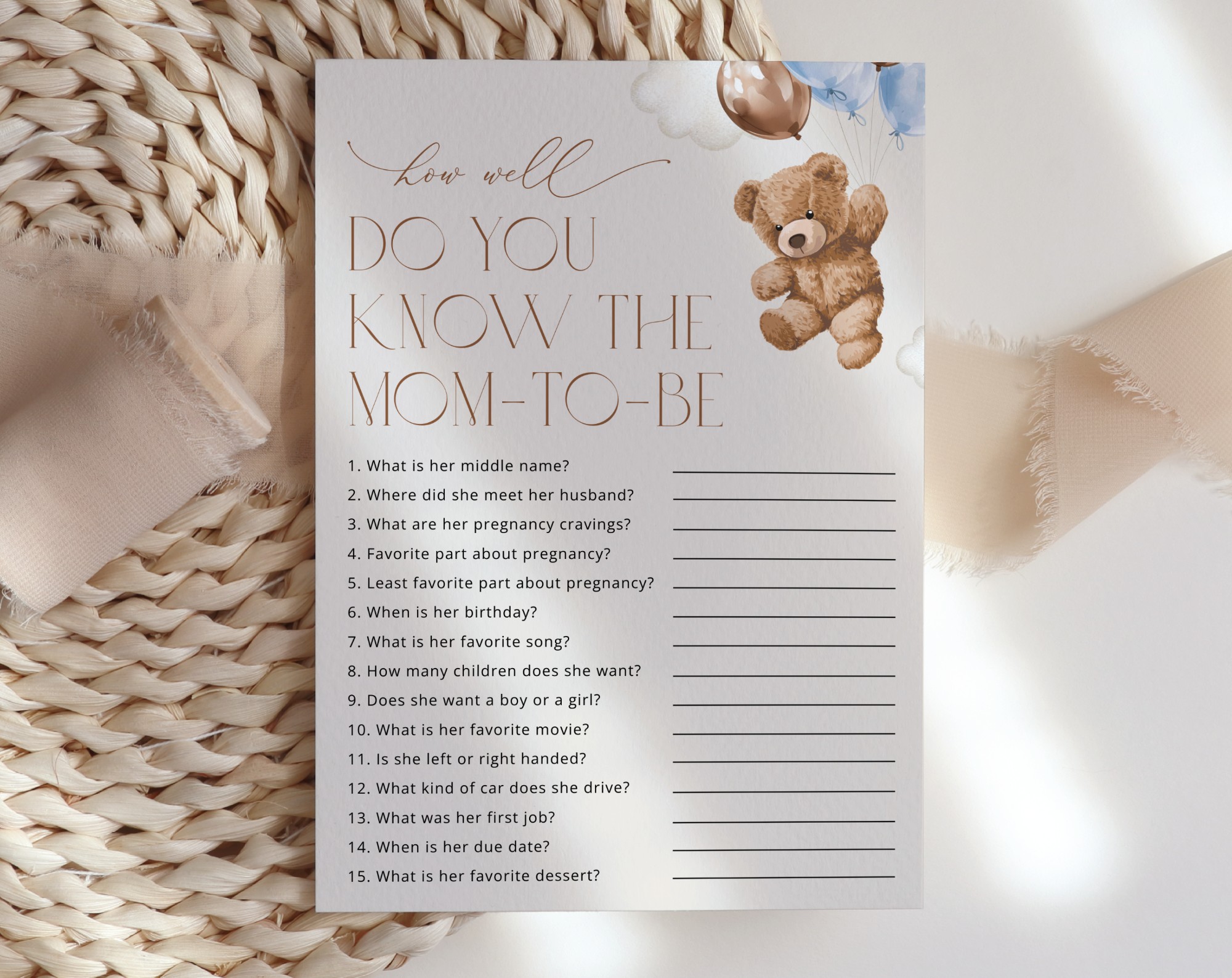 Teddy Bear with Blue Balloons Baby Shower Games, Set of 3 Games, Boy Baby Shower, Printable File, Edit Yourself, SH65 Teddy Bear with Blue Balloons Baby Shower Games, Set of 3 Games, Boy Baby Shower, Printable File, Edit Yourself, SH65