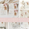 Teddy Bear with Pink Balloons Baby Shower Mini Bundle, Girl Baby Shower, Printable File, Edit Yourself, SH66
