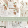 Teddy Bear with Green Balloons Baby Shower Mini Bundle, Gender Neutral Baby Shower, Printable File, Edit Yourself, SH67