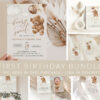Teddy Bear with Brown Balloons First Birthday Mini Bundle, Boy Birthday, Printable File, Edit Yourself, SH69
