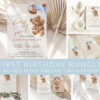Teddy Bear with Blue Balloons First Birthday Mini Bundle, Boy Birthday, Printable File, Edit Yourself, SH70 Teddy Bear with Blue Balloons First Birthday Mini Bundle, Boy Birthday, Printable File, Edit Yourself, SH70