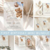 Teddy Bear with Blue Balloons First Birthday Mini Bundle, Boy Birthday, Printable File, Edit Yourself, SH70