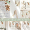 Teddy Bear with Green Balloons First Birthday Mini Bundle, Boy Birthday, Printable File, Edit Yourself, SH71