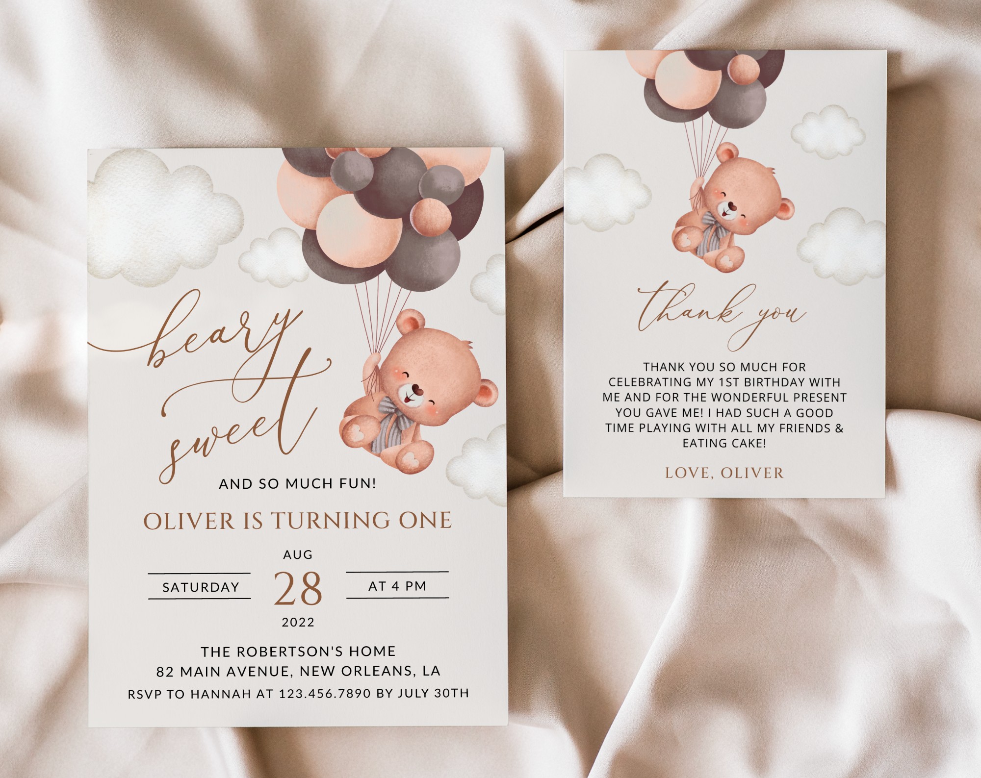 SH78 Baby Bear with Brown Balloons First Birthday Shop by Collection