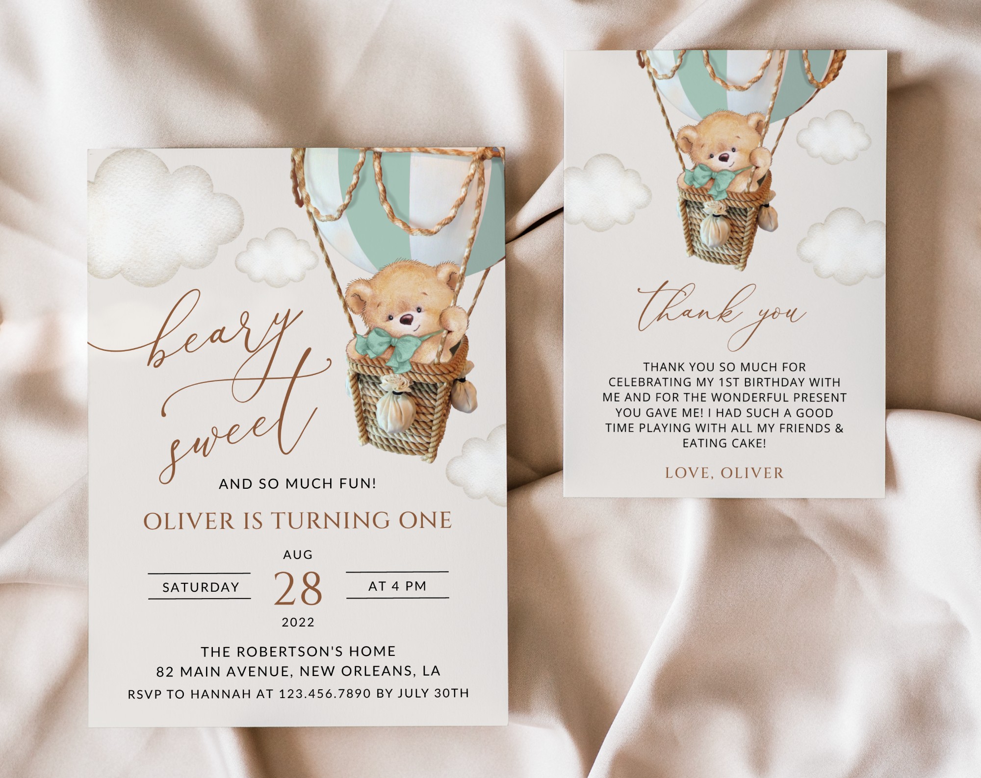 SH81 Bear in Green Balloon First Birthday Shop by Collection