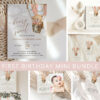 Bear in Pink Balloon First Birthday Mini Bundle, Girl Birthday, Printable File, Edit Yourself, SH82