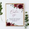 Burgundy Flowers Custom Sign, Birthday Sign, Girl Birthday, Printable File, Edit Yourself, SH83