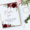Burgundy Flowers Custom Sign, Birthday Sign, Girl Birthday, Printable File, Edit Yourself, SH83