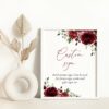 Burgundy Flowers Custom Sign, Birthday Sign, Girl Birthday, Printable File, Edit Yourself, SH83