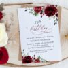 Burgundy Flowers Birthday Invitation, Girl Birthday, Any Birthday, Printable File, Edit Yourself, SH83