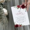 Burgundy Flowers Birthday Invitation, Girl Birthday, Any Birthday, Printable File, Edit Yourself, SH83