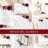 Burgundy Flowers Wedding Bundle, Printable File, Edit Yourself, SH02