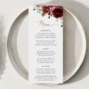 Burgundy Flowers Menu, Printable File, Edit Yourself, SH02 SH13