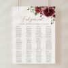 Burgundy Flowers Seating Chart, Wedding Sign, Printable File, Edit Yourself, SH02