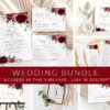 Burgundy Flowers Wedding Bundle, Printable File, Edit Yourself, SH02 Burgundy Flowers Wedding Bundle, Printable File, Edit Yourself, SH02