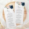 Navy and Blush Flowers Wedding Menu, Wedding Stationery, Printable File, Edit Yourself, SH04