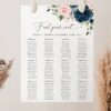 Navy and Blush Flowers Seating Chart, Wedding Sign, Printable File, Edit Yourself, SH04