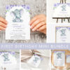 Cute Elephant First Birthday Mini Bundle, Girl Birthday, Printable File, Edit Yourself, SH100 Cute Elephant First Birthday Mini Bundle, Girl Birthday, Printable File, Edit Yourself, SH100