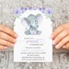Cute Elephant First Birthday Invitation, Birthday Stationery, Girl Birthday, Printable File, Edit Yourself, SH100