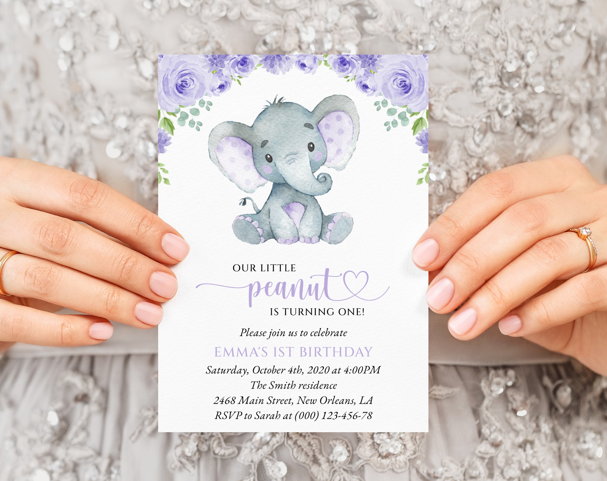Cute Elephant First Birthday Invitation, Birthday Stationery, Girl Birthday, Printable File, Edit Yourself, SH100 Cute Elephant First Birthday Invitation, Birthday Stationery, Girl Birthday, Printable File, Edit Yourself, SH100