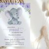 Cute Elephant First Birthday Invitation, Birthday Stationery, Girl Birthday, Printable File, Edit Yourself, SH100