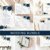 Navy Blue Flowers Wedding Bundle, Printable File, Edit Yourself, SH16