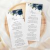 Navy Blue Flowers Wedding Menu, Wedding Stationery, Printable File, Edit Yourself, SH16