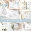 Dusty Blue Flowers Wedding Bundle, Printable File, Edit Yourself, SH24