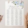 Dusty Blue Flowers Seating Chart, Wedding Sign, Printable File, Edit Yourself, SH24 Dusty Blue Flowers Seating Chart, Wedding Sign, Printable File, Edit Yourself, SH24