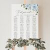 Dusty Blue Flowers Seating Chart, Wedding Sign, Printable File, Edit Yourself, SH24